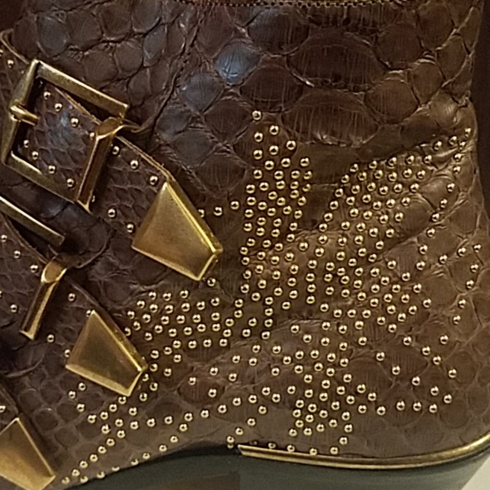 Chloe Susanna Brown Python Booties - image 6